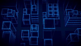 3d Blueprint of Contemporary Buildings. Blue color 3d animation. Construction and Technology Concept. Binaries numbers. 4k Ultra HD 3840x2160 - Powered by Shutterstock - Get 15% off with code: PIKWIZARD15