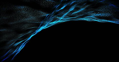Surface Wave Particle Pattern Loop Animation 4k Background Video in Blue and White.