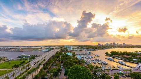Fort Lauderdale, Florida, USA skyline and waterway.