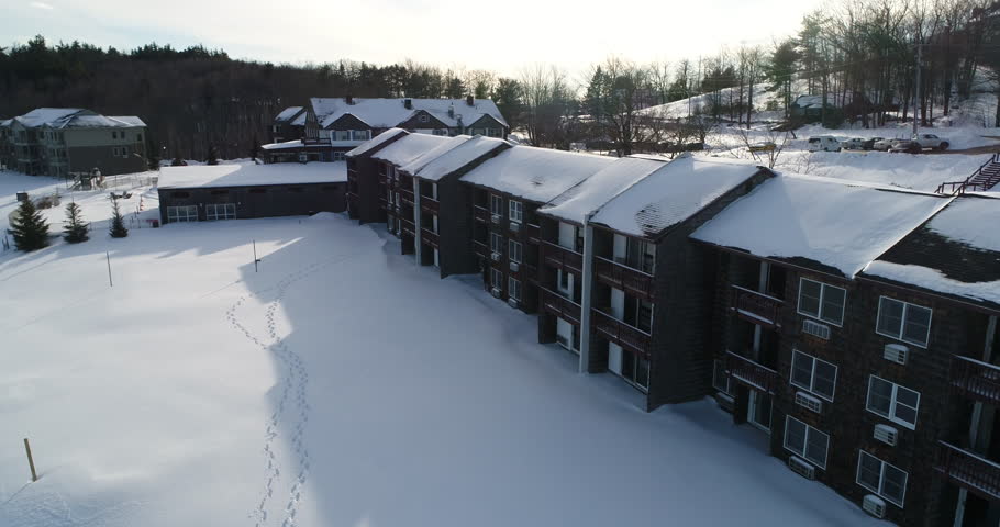 New Hampshire winter snow. Mountain resort vacation.