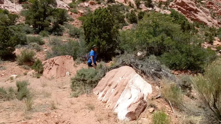 Woman hiking in the Badlands of South Dakota