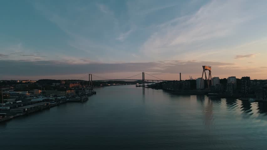Gothenburg Mainbridge Sunset - 4k Drone footage