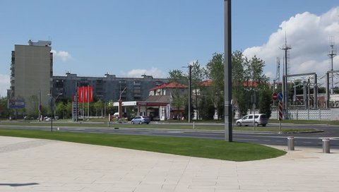Krasnodar, Russia - June 5, 2018: East-Kruglikovskaya street and Park near the stadium "Krasnodar"