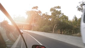 Professional video of POV driving a car in California in 4k slow motion 60fps
