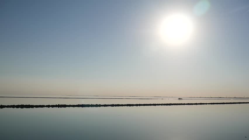 the coastline of the Wadden sea, Holland at sunset
