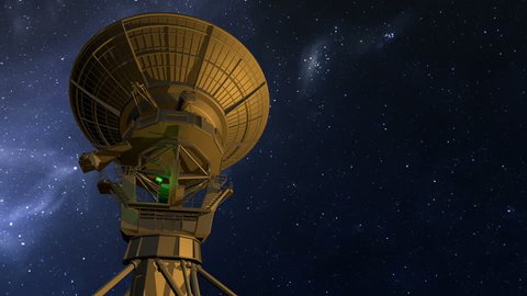 Radio telescope exploring night starry sky