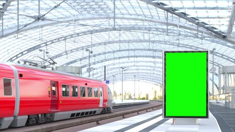 Blank Billboard at Railway Station 3D rendering
