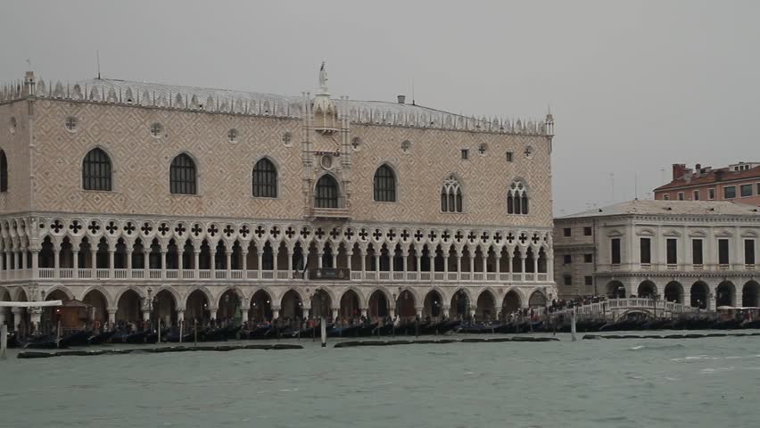 Venice at winter, venezia in january, view of canals in italian venice. Old buildings, canals, water.