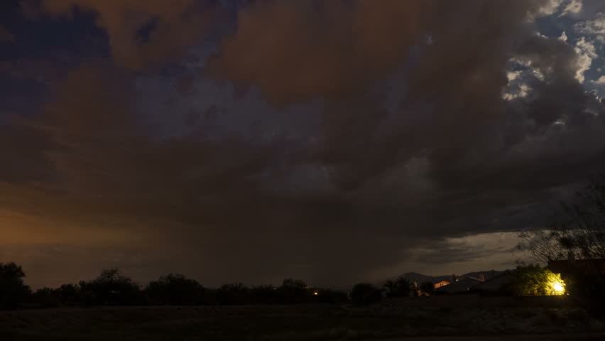 Time lapse of a night thunderstorm in the suburbs