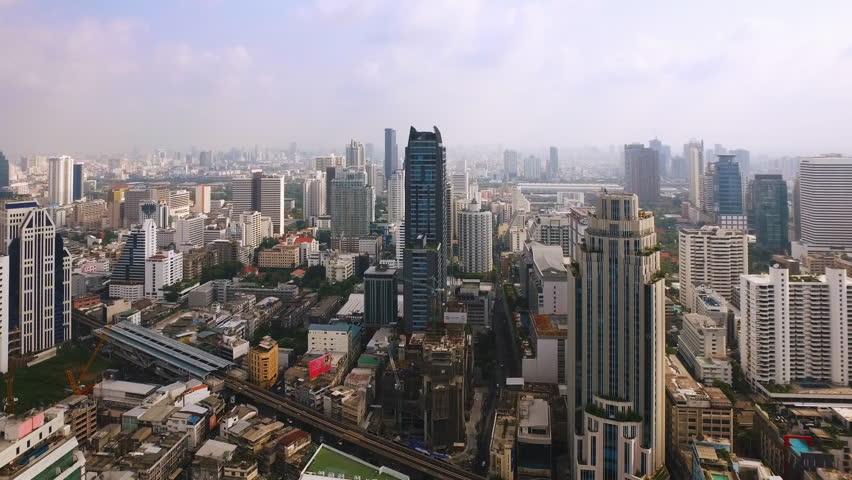 Aerial view of Bangkok downtown. Real estate development Asia. Flying over Bangkok, Thailand. Royalty-Free Stock Footage #1014292208