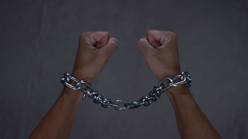 Freedom, concept of free man, broken chain in slow motion | Shutterstock HD Video #1014301925