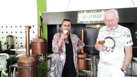 goerlitz saxomy germany july 2018: luise neuhaus wartenberg visit brewery krause