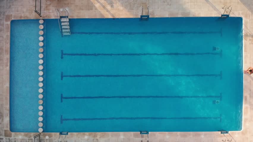 Overhead view of a swimming pool and a man swimming | Shutterstock HD Video #1014319529