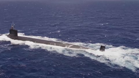 Surfaced Moving Submarine