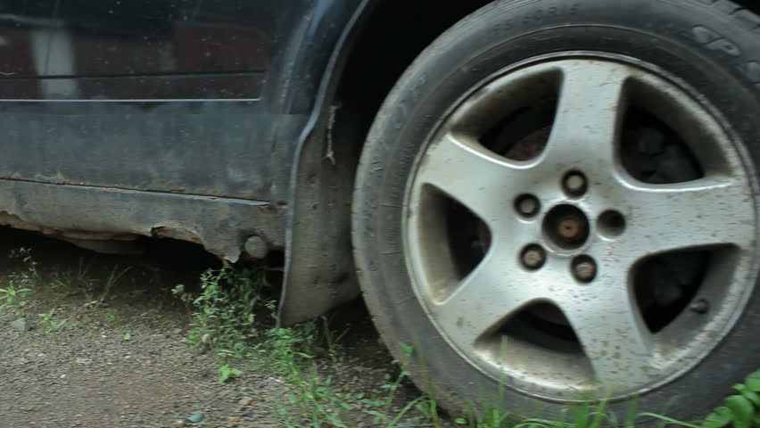 old disassembled car.