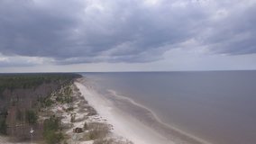 Roja Latvia Baltic Sea Seaside Aerial drone top view 4K UHD video
