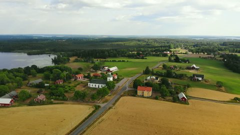 Aerial view of village in Smaland in Sweden