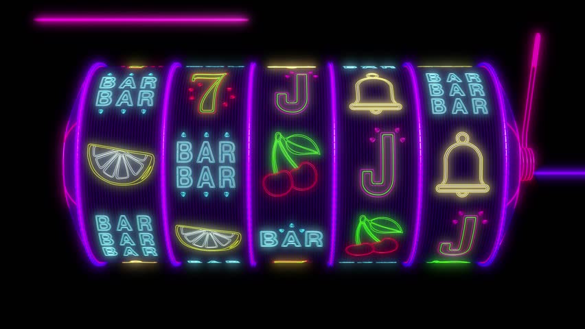Neon slot machine hitting a 77777 jackpot. UHD - 4K - 3D Rendering | Shutterstock HD Video #1014361997