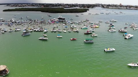 of annual sand bar party at Johns Pass located in Madeira beach Florida on ...