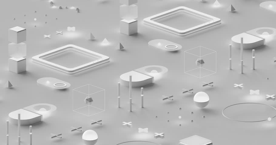 Isometric technological futuristic 3d white background, seamless looped animation