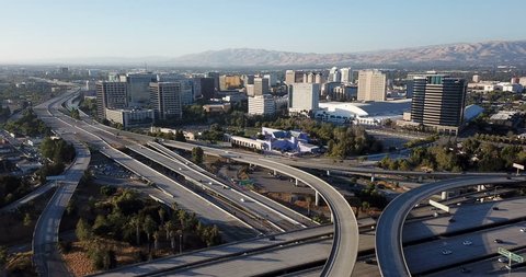 Aerial View Highway Interchange Infrastructure Over San Jose California