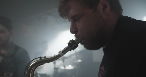 Kocevje/Slovenia: 9/3/2017: Saxophone player with a band
