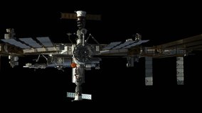 Spacecraft Docking To International Space Station With Alpha Matte. 3D Animation. - Powered by Shutterstock - Get 15% off with code: PIKWIZARD15
