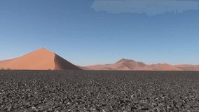 HD high quality video of freshly surfaced tarred roads at sunrise in famous endless sand sea area of Sossusvlei Namib Desert on sunny early morning in Namib-Naulkuft Park in Namibia, southern Africa