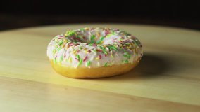 donut on the table. video rotation.