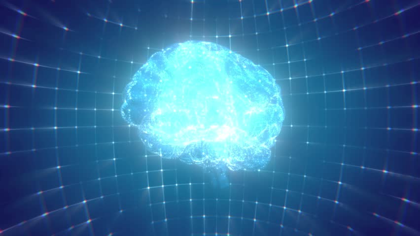 Human brain being formed by revolving particles. Plexus structure evolving around. Blue abstract futuristic science and technology motion background | Shutterstock HD Video #1014393188