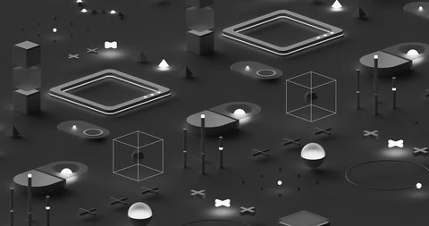 Isometric technological futuristic 3d dark background, seamless looped animation Vídeo Stock