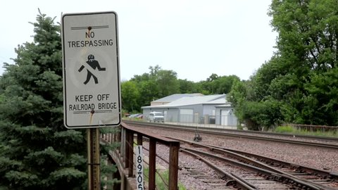 No Trespassing Sign on Railroad