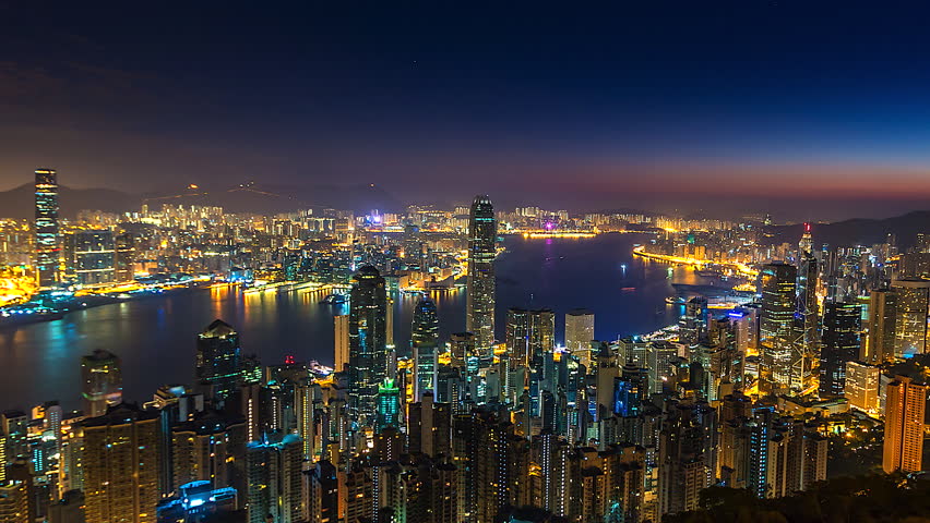 4K, Time lapse Modern city of Hong Kong city at Victoria Harbor | Shutterstock HD Video #1014418766