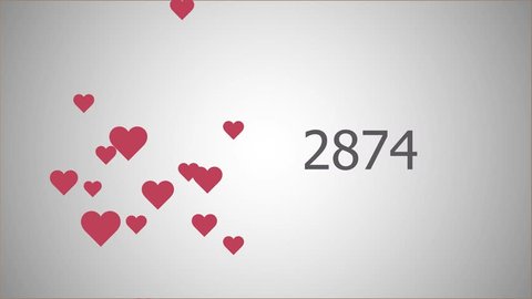 Counting 10 000 likes with hearts in flat style for social network and other. 