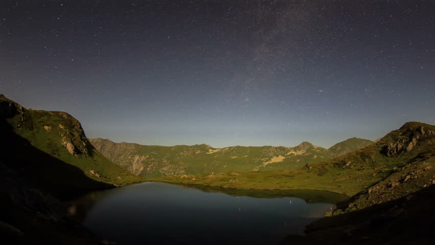 Movement of the stars in the valley of the Seven Lakes, Abkhazia. Full HD.