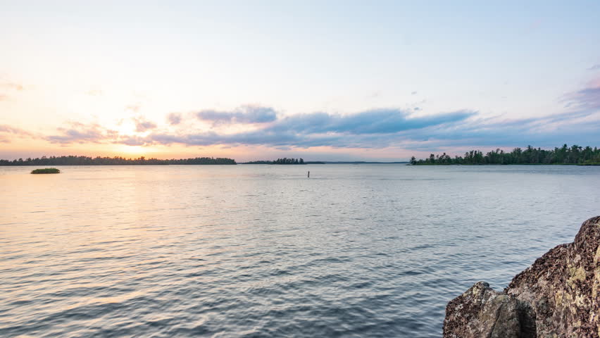 TL Voyageurs - Campsite Rock Sunset Falls Over Rainy Lake