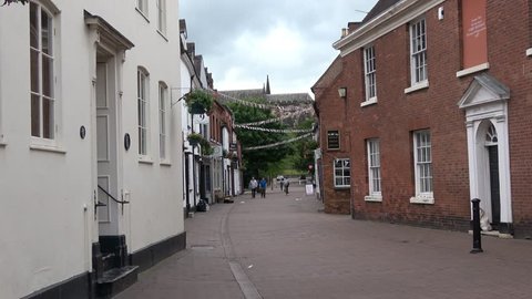 Lichfield, Staffordshire, England - June 19, 2018. View of a streets in historical old city Lichfield.