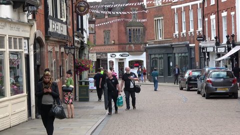 Lichfield, Staffordshire, England - June 19, 2018. View of a streets in historical old city Lichfield.