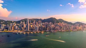 4k timelapse of hongkong cityscape view from aerial view, hongkong
