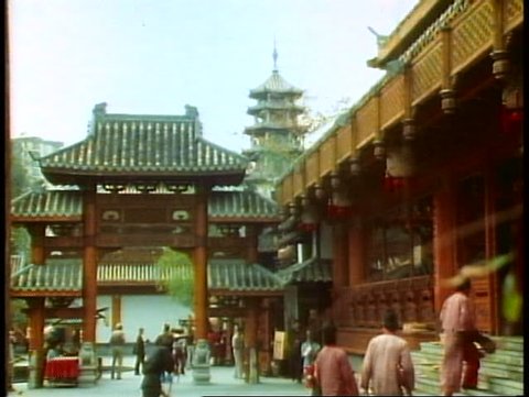 HONG KONG, CHINA, 1982, The New Territories, Sung Dynasty Village, pagoda, gate