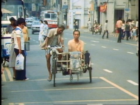 SINGAPORE, 1982, Singapore pedi cab with sidecar