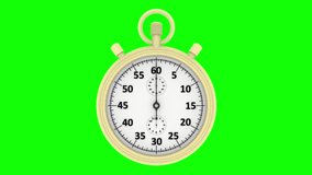 Videos. 3D illustration. Stopwatch. Chronograph, at the start, measures one minute.
