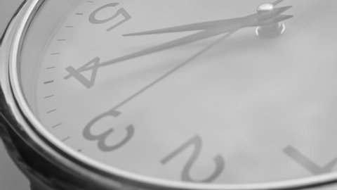 clock time lapse mono tone with close up view and black and white color and cloud movement reflection