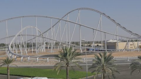 Exterior of Ferrari World Abu Dhabi, Yas Island, Abu Dhabi, United Arab Emirates, Middle East, Asia