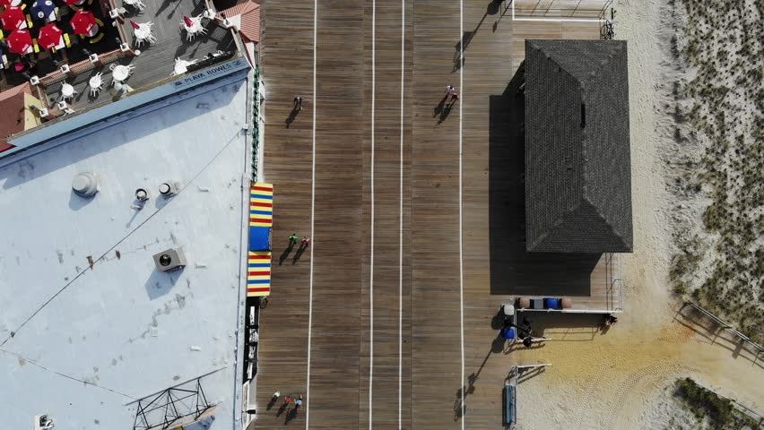 Aerial View Of Ocean City, New Jersey Boardwalk From Above 