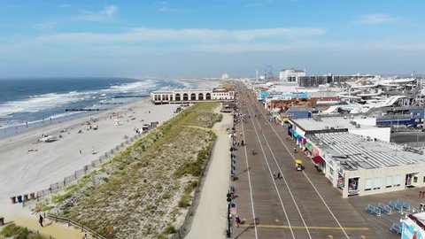 Aerial View Of Ocean City, New Jersey Boardwalk and Beaches 