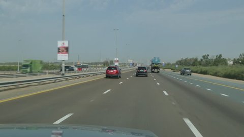 Travelling on A66 into Dubai, Dubai, United Arab Emirates, Middle East, Asia