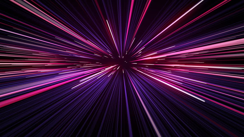 Space Travel Through Stars Trails Pink-Blue Color. Beautiful Abstract Hyperspace Jump. Digital Design Concept. Looped 3d Animation of Glowing Lightspeed Lines 4k UHD 3840x2160. Royalty-Free Stock Footage #1014483620