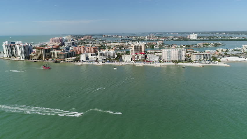 Clearwater, United States - June, 2017: Aerial view of boats sailing in the ocean