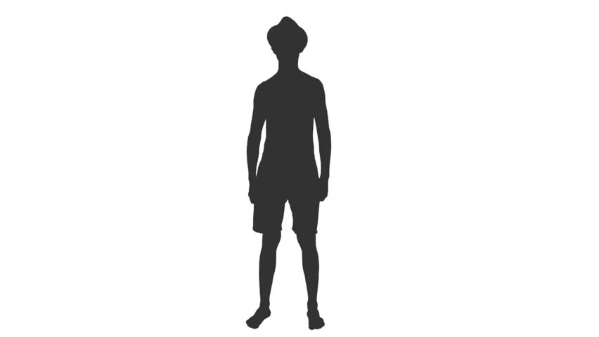 Silhouette of young man in shorts and hat doing peace or victory sign on transparent background, Front view, Full HD footage with alpha transparency channel isolated on white background Royalty-Free Stock Footage #1014490775